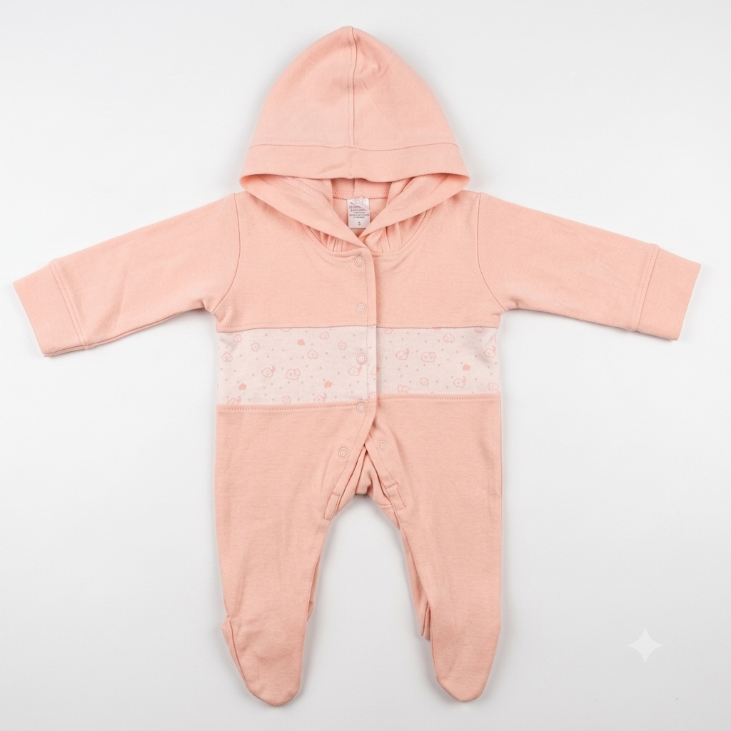 Peach Romper with hood