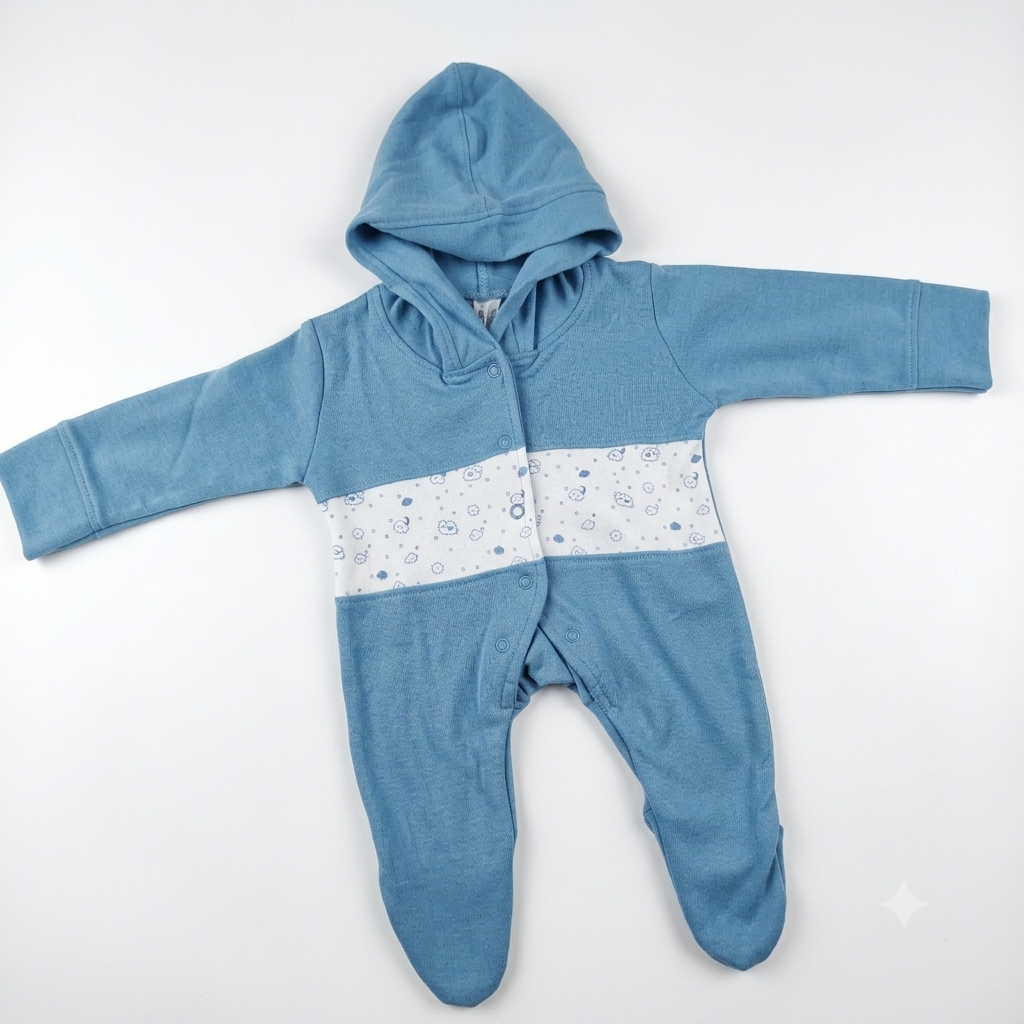 Blue Romper with hood