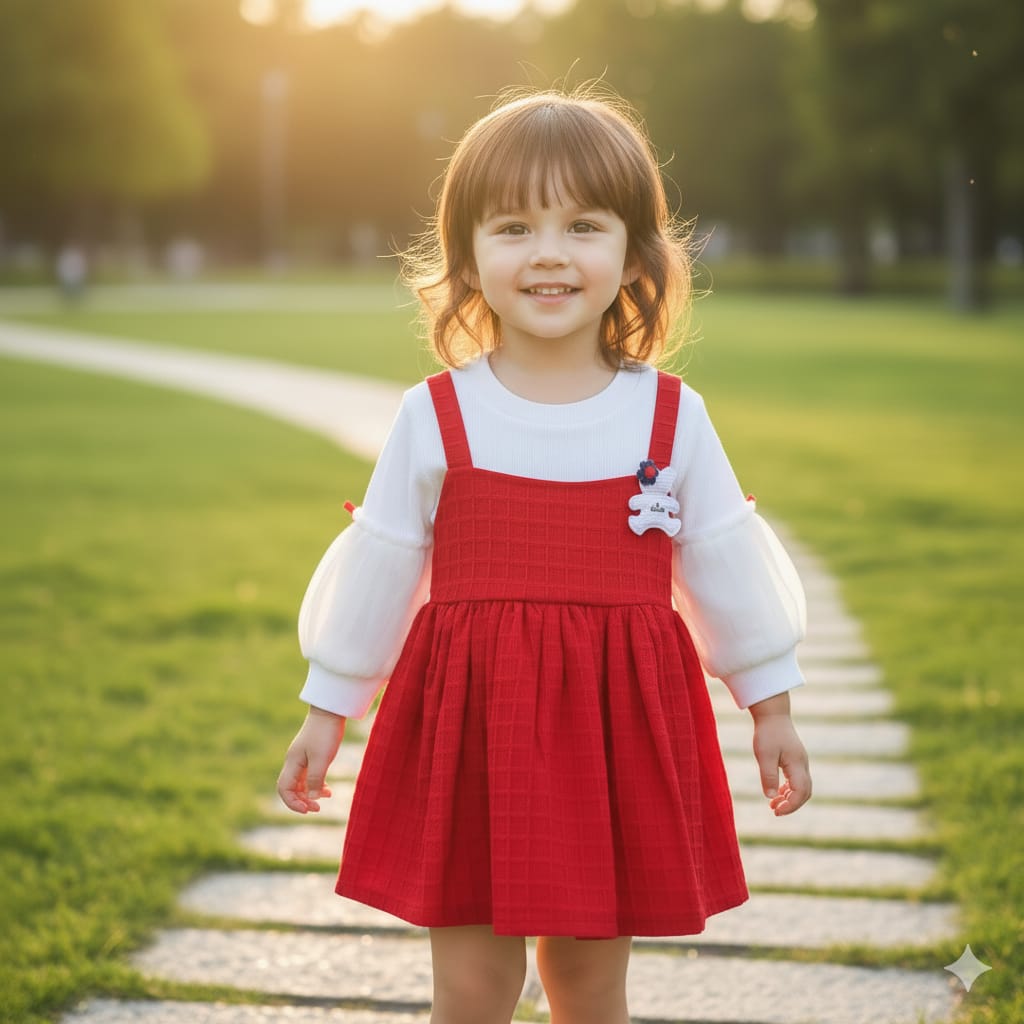 Red and white frock