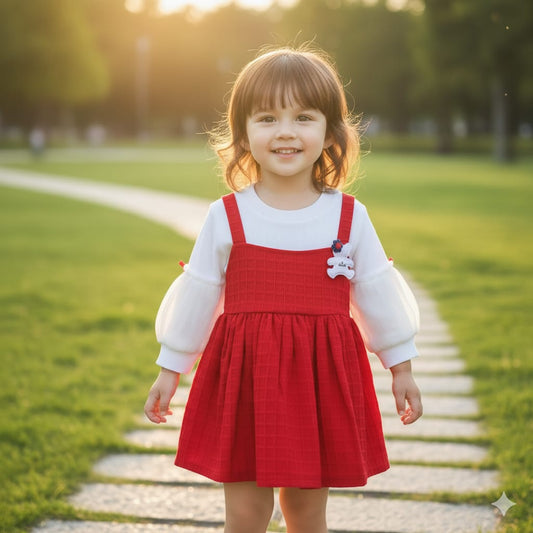 Red and white frock