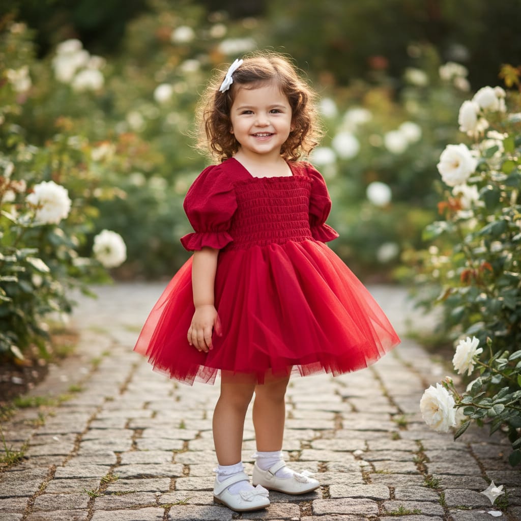 Red partywear frock