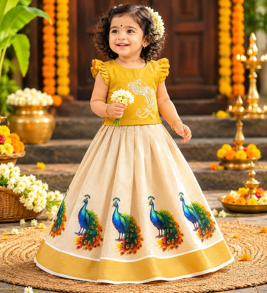 Golden peacock Pattupavada