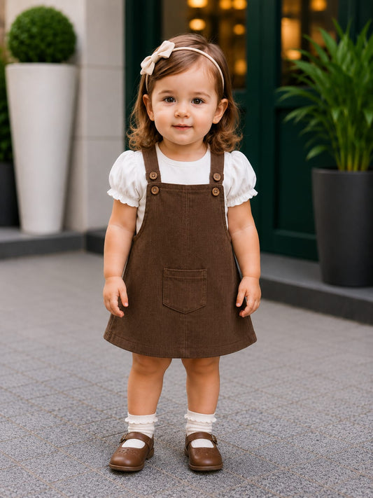 Brown corduroy pinafore dress