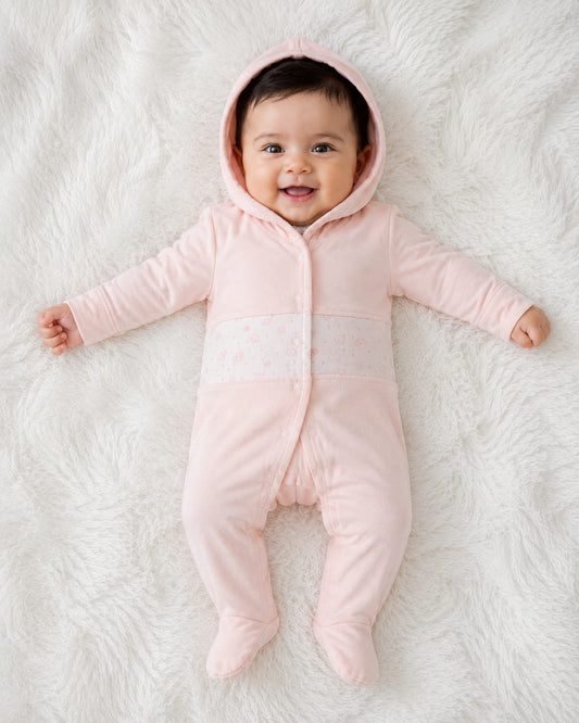 Peach Romper with hood