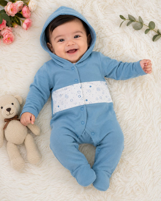 Blue Romper with hood